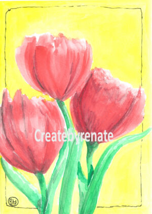 Rode tulp gele achtergrond Nr. 39