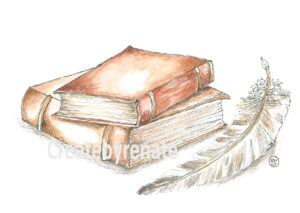 Bruine boeken met veer Nr. 10